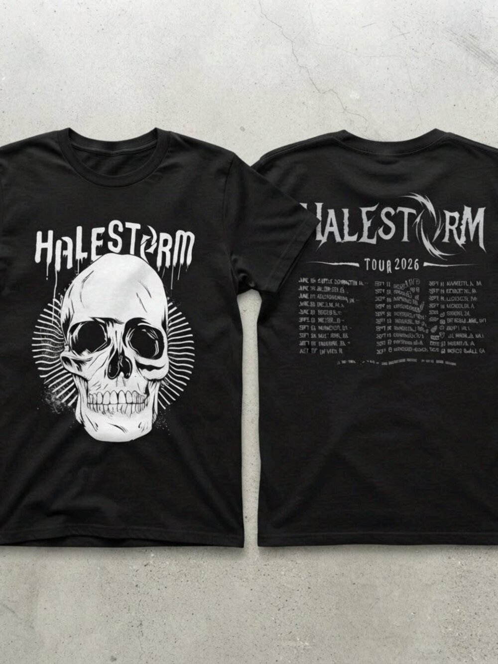 Halestorm Tour 2026 Skull Black T-Shirt S-4XL